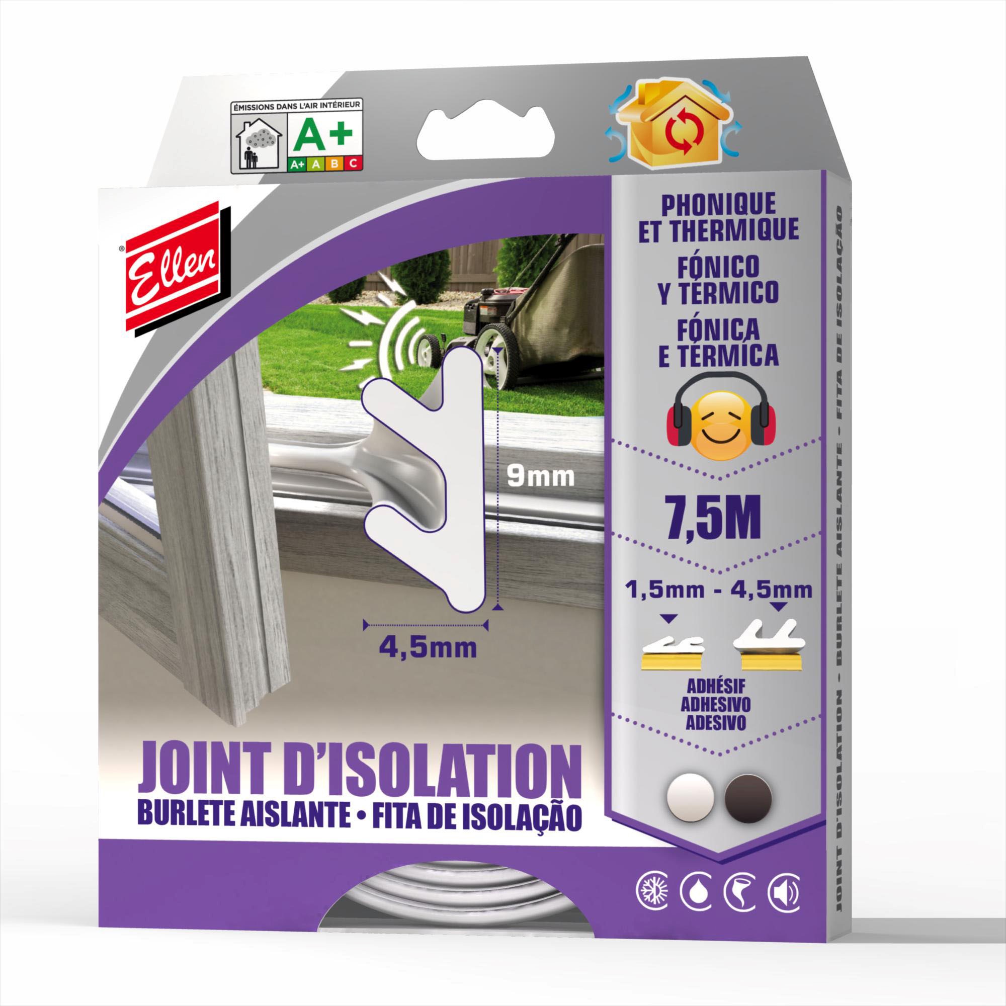 Joint isolation adhésif phonique/thermique 7,5m noir - ELLEN